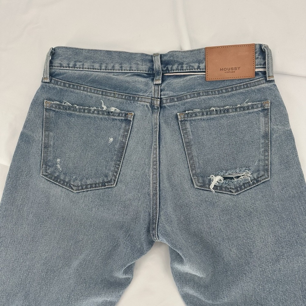 Moussy Vintage Women's Sz 27 Skinny Jeans Light Wash Distressed Denim Button Fly - Picture 6 of 8